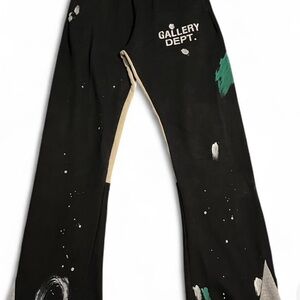 Gallery Dept Black and Green Paint Splatter Pants